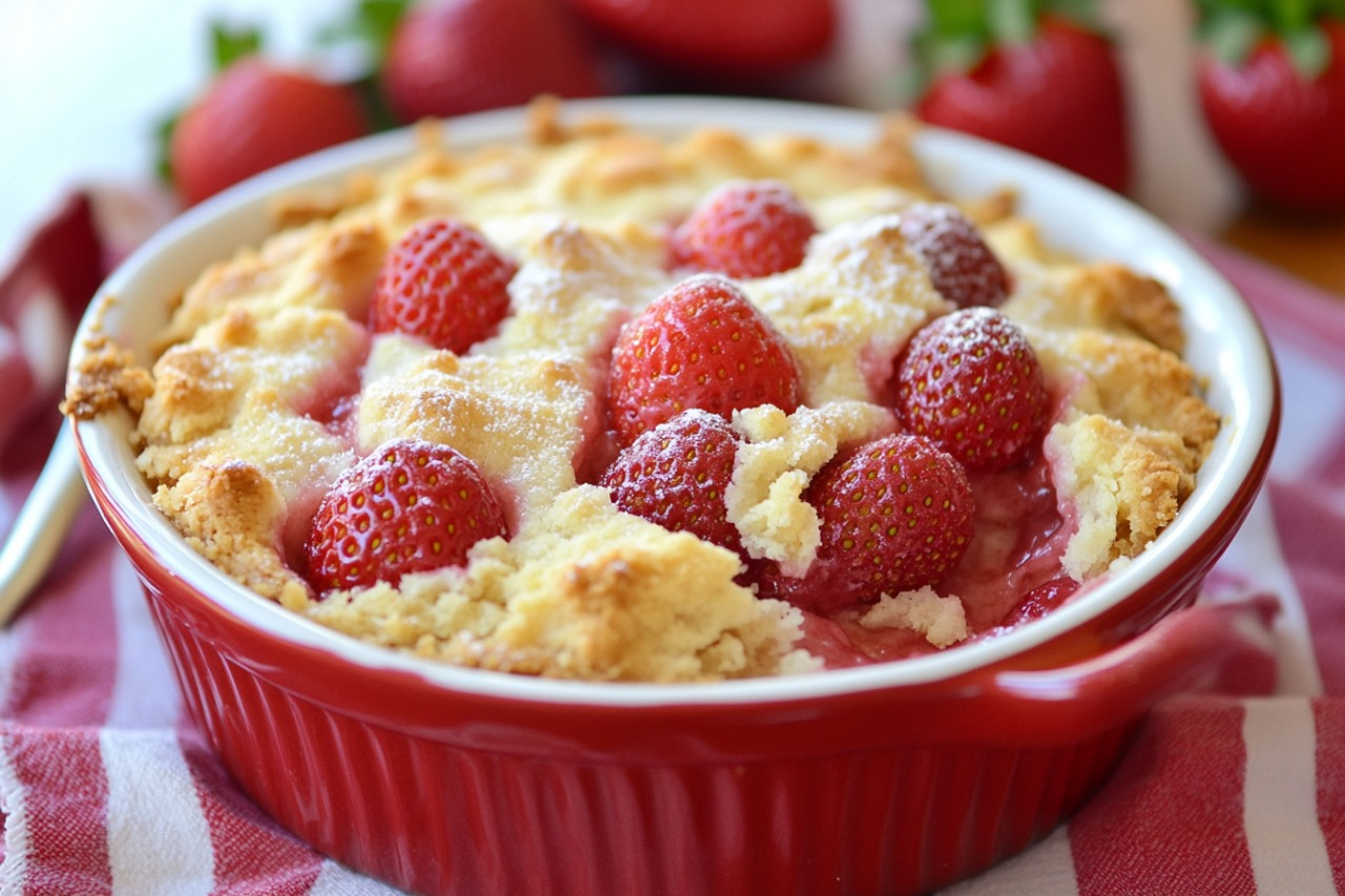 Strawberry cream cheese cobbler